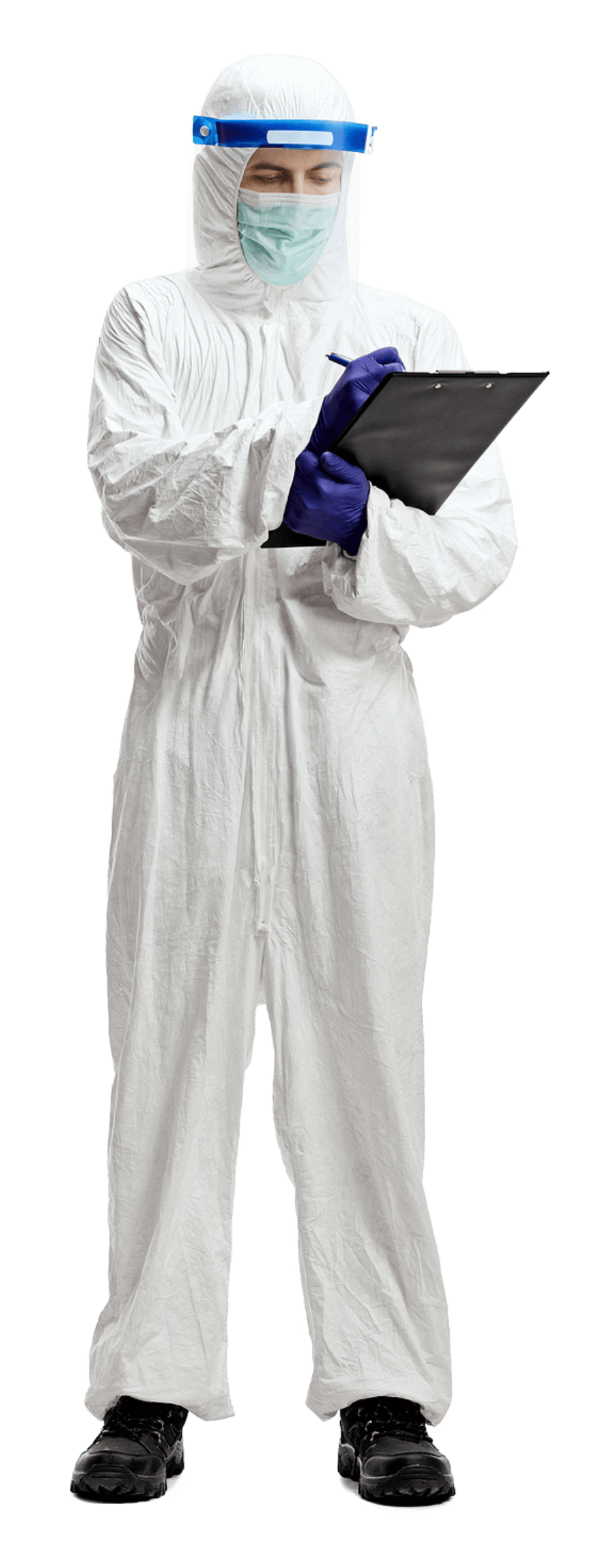 Fumigation & Disinfection Cleaning crew member with PPE